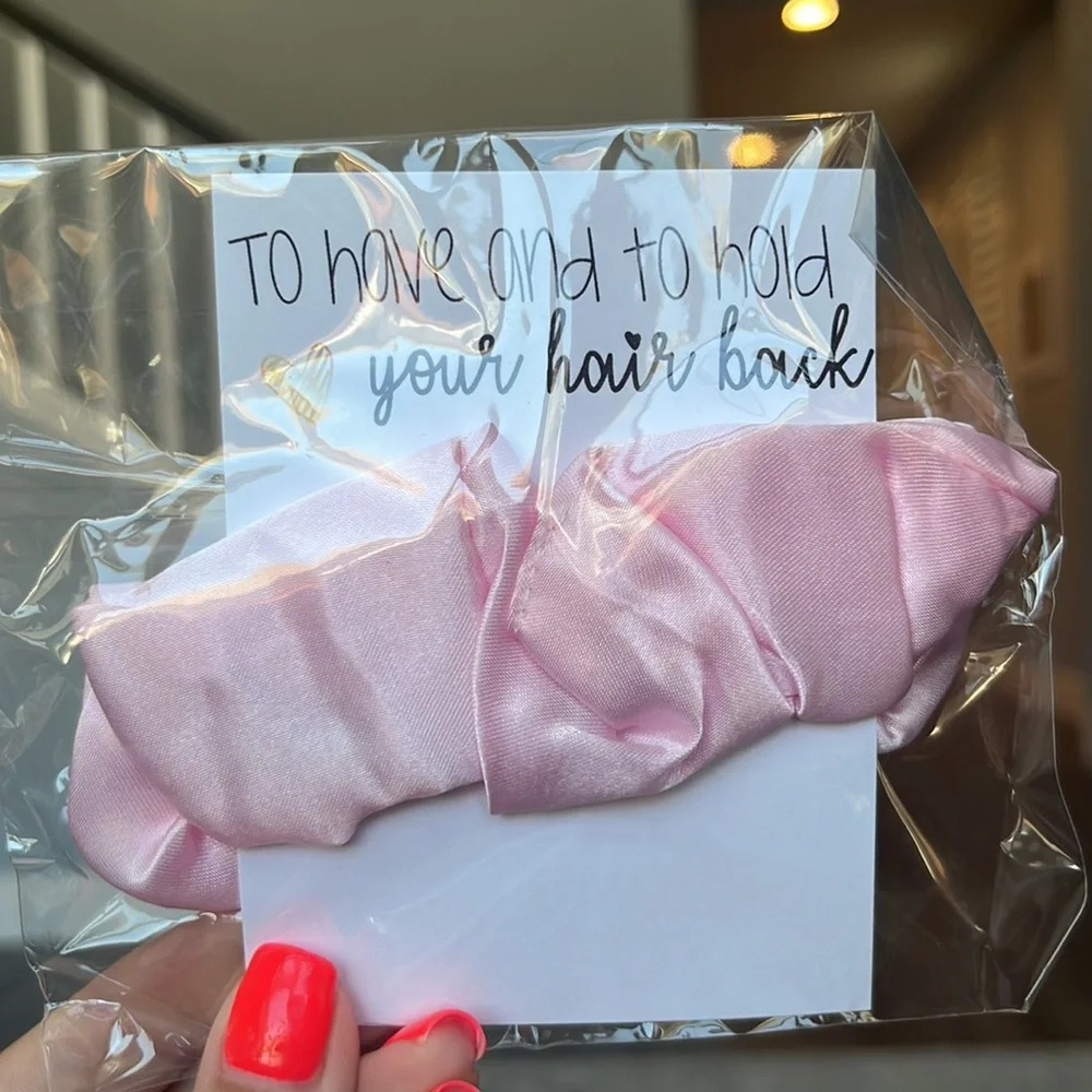 Bachelorette Satin Hair Scrunchies Light Pink